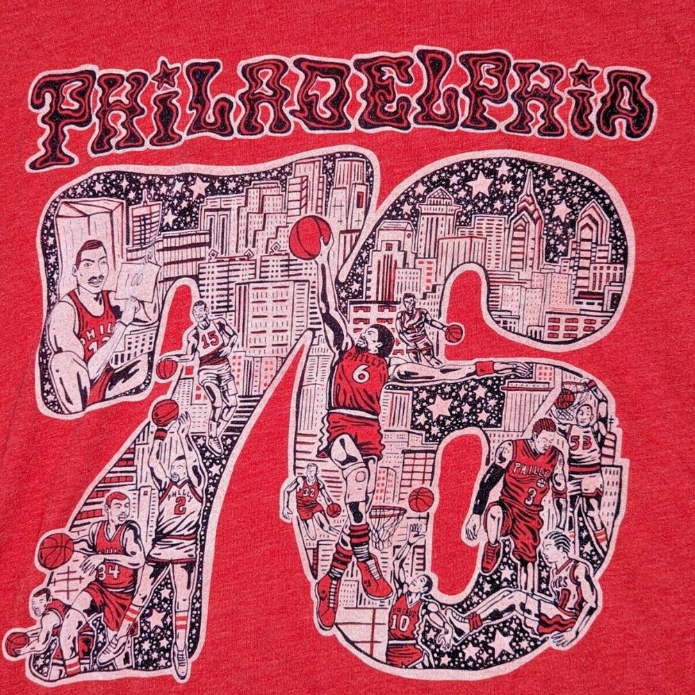 Philadelphia 76ers Paul Carpenter Art NBA Hoops Men's T-Shirt 2XL Used